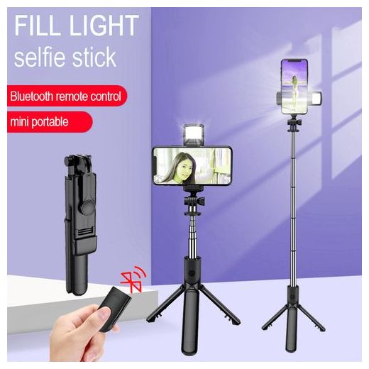 Generic Bluetooth Selfie Stick Tripod + Fill Light +Shutter Remote