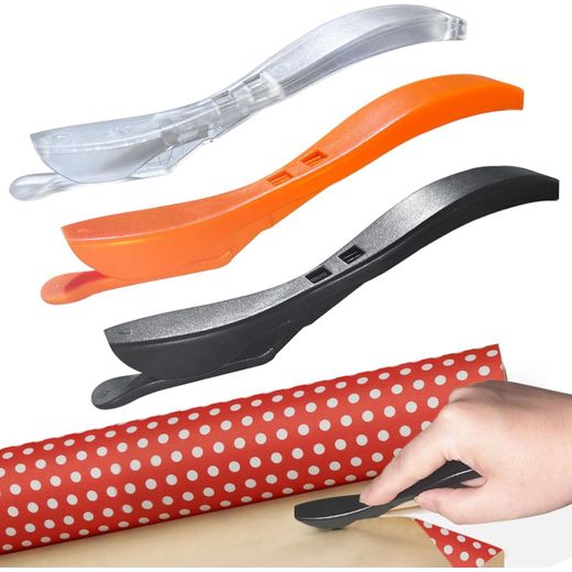 Generic 3Pcs Wrapping Paper Cutter Sliding Blade Device Gift Wrap Cutter Paper Cutting Tool for Holidays Birthdays Craft Paper Cutter Wrap Vinyl Cutting Knife Easy Handheld Cutter for Home Office Use