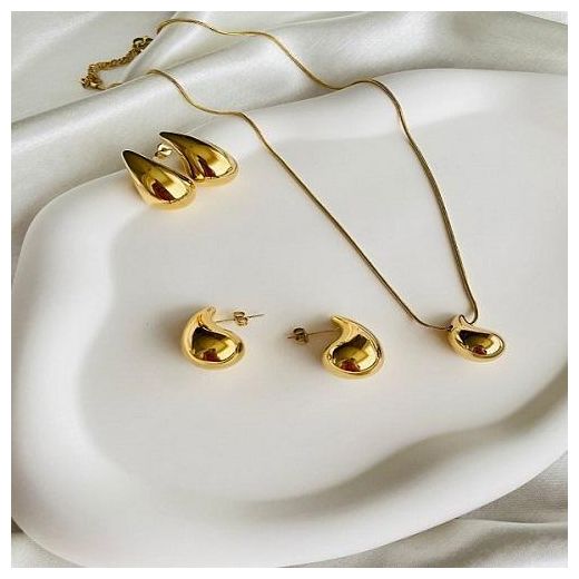 LUXURY GOLD SET FOR WOMEN- NECKLACE , BANGLE AND EARRINGS 