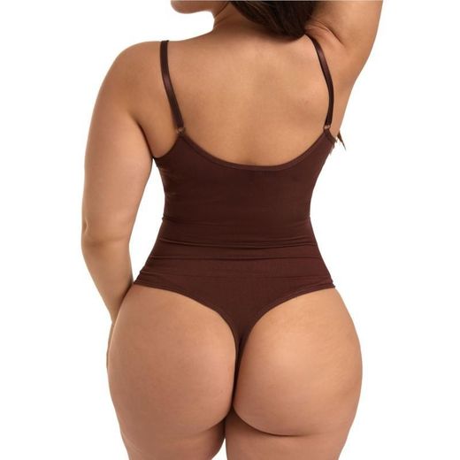 Fashion Seamless Shapewear Bodysuit Women's Tummy Control Body Shapers Coffee Color - image 4