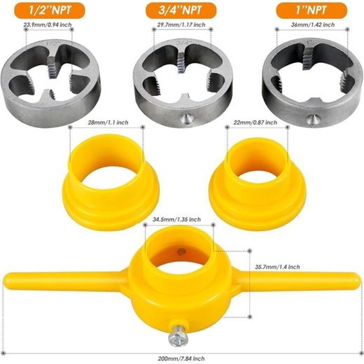 Generic 6Pcs PVC Thread Maker Kit with 3 Dies (1/2” 3/4" 1”) Manual Hand Tap and Die Set for Plastic Conduit - image 3