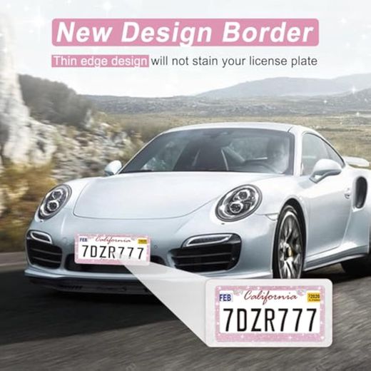 Generic Premium Universal Pink Diamond Encrusted license Plate Frame - image 2