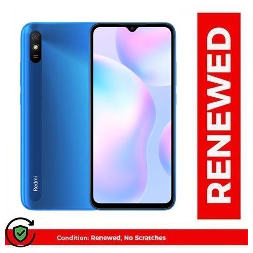 Renewed XIAOMI Redmi 9A 4G 6.53"4GB+64GB Battery 5000mAh 12MP Smartphone Dual SIM BlUE 98% NEW USED