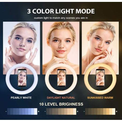Generic Ring Light LED 10 Inches With Stand, Phone Holder
