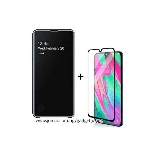 Samsung Sleek Clear View Case For Galaxy A20 + Tempered Screen Protector