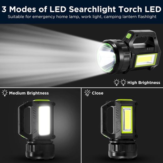 Generic Powerful Hand-held USB Charge Torch Light Lamp, 7 Modes Flashlight Rechargeable Torch Lamp - Waterproof Bright Flashlight Spotlight, Portable Torch Lamp, USB Charging Torch Light for Outdoor Tent Lighting Camping - image 2