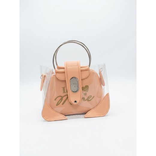 Fashion Peach Transparent 2-in-1 Ladies Crossbody Handbag Set with Purse & Adjustable Shoulder Strap - image 2