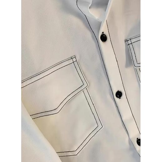 Fashion Van Anderson Short Sleeve Chinos Shirt Jacket-White - image 4