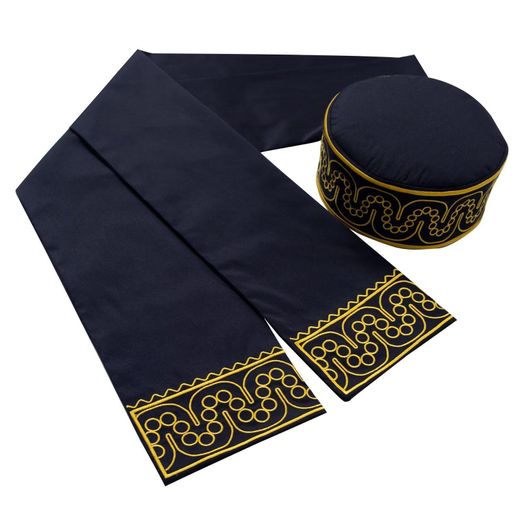 Fashion Black & Gold Snake Embroidery Hat & Scarf Set – Traditional African Accessory Set - image 2