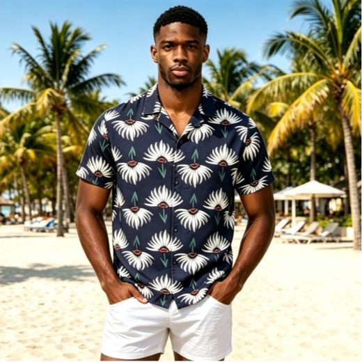 Banagat Men's Tropical Print Beach Shirt - Lightweight Breathable Short Sleeve Casual Top for Summer & Outings - image 3