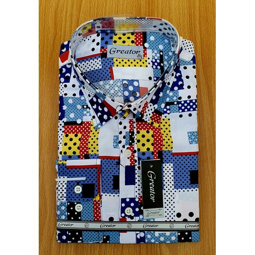 Men's Casual Formal Quality Long Sleeve Button Down Pattern Design Vintage Shirt