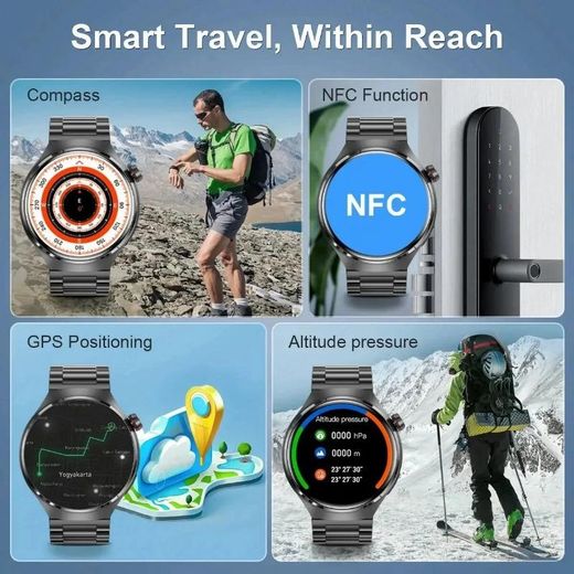 Generic Watch4 PRO Smart Watch Men Watch 4 Pro AMOLED HD Screen NFC GPS Heart Rate SmartWatch - image 4