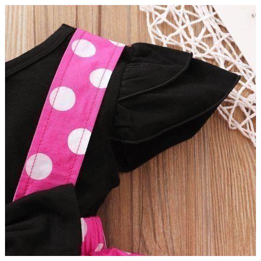 Fashion  Toddler Baby Girls Cute Outfit Set Short Sleeves Shirt Polka Dot Suspender Skirt - image 2