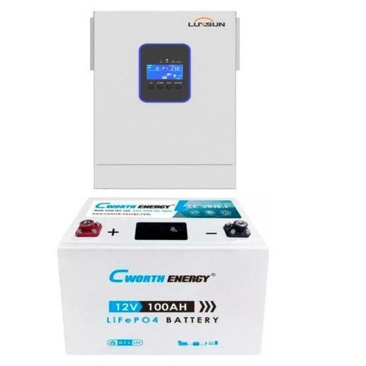 Generic CWORTH ENERGY 1.3kWH Lithium LiFePO4 Battery 100Ah and 1.2kva Luxsun hybrid inverter