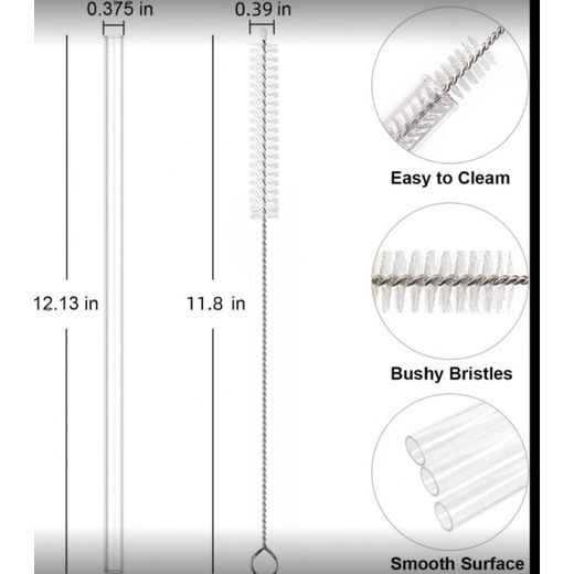 Fashion Extra Long Transparent Reusable Plastic Straws (Pack of 4 & 1 cleaning brush) - image 3