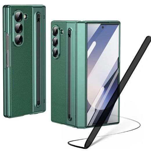 Generic Samsung galaxy Z fold 6 5g leather Hinge protective Case with s pen included