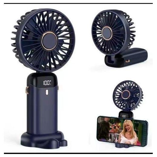 Generic Unique Foldable Rechargeable Led Display Digital Cooling Hand Fan With Rope And Usb Cord