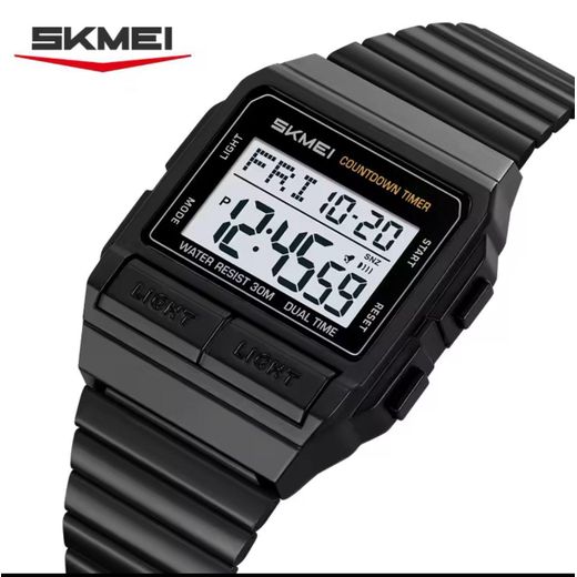 Fashion SKMEI Digital Sport Watch for Men Dual Time Countdown Alarm Stopwatch EL Light Water Resistant 30M Square Dial Wristwatch - image 3