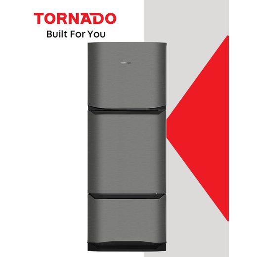 TORNADO Refrigerator 3 Doors No Frost 351 Liter Dark Stainless RF-45FT-DST, 24 Month Warranty