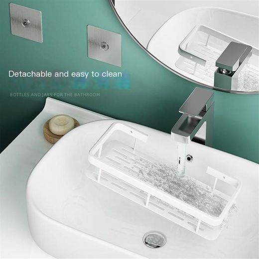 Generic Bathroom Wall Mounted Rack Storage Soap Sponge Drain Shelves No Drill Shelf Rustproof & Waterproof - image 3