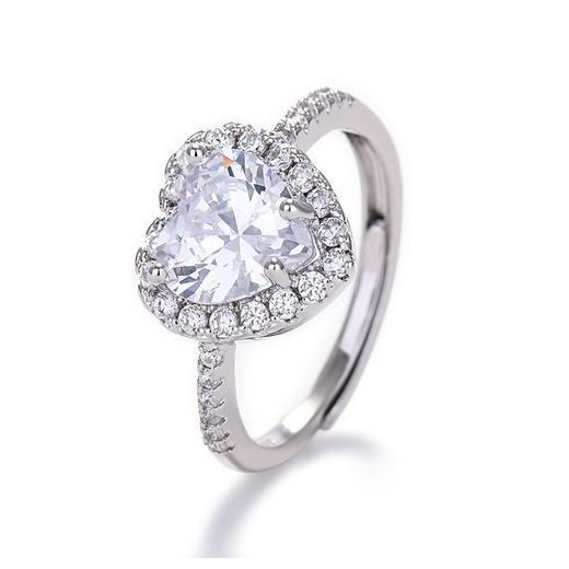 Fashion Adjustable Trendy Diamond Plated Proposal Ring With Case (luv)