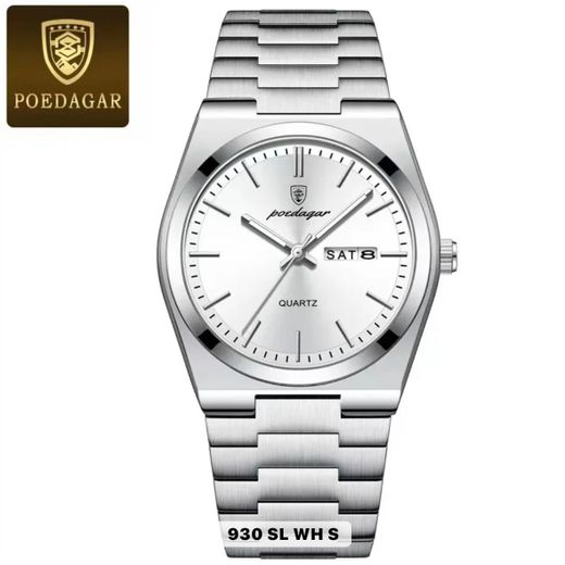 POEDAGAR Stainless Steel Sophisticated Silver Chain  Designer Wristwatch For Men