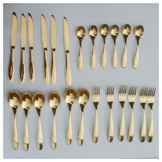 Generic Gold Plated Stainless Steel Spoons/ Fork/knife-24Pcs