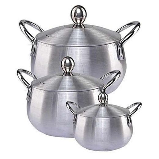 Generic 3pcs Belly Shape Quality Aluminium Cookware Set with Lids (6pcs)  16,20 &24CM