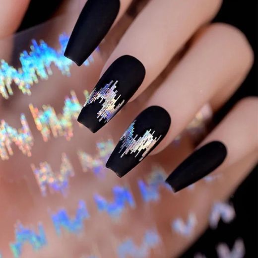 Fashion 3pcs High Gloss Reflective Nail Stickers 3D Sparkling Nail Art Decals Dark Flashy Effect Aurora Nail Decorations French Manicure - image 2