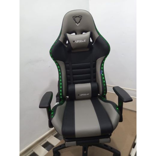 Generic FURGLE Computer Racing Gaming Ergonomic Chair with Footrest and led lights- Black/Gray - image 3
