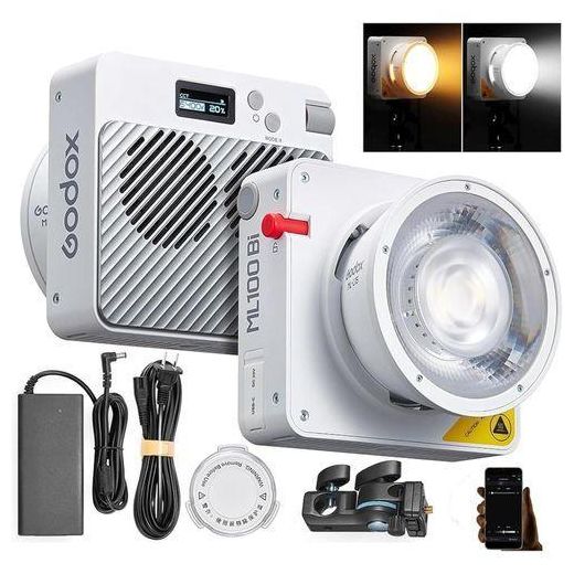 Godox Godox_ ML100Bi 100W Bi-Color Portable LED Video Light 2800K-6500K with App Control for Photography Studio YouTube Live Streaming