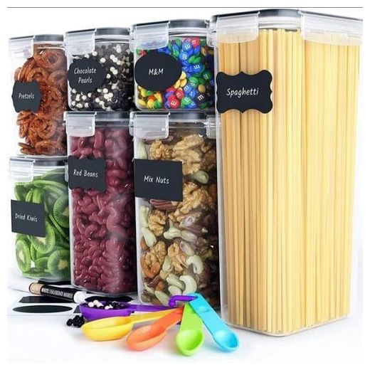 7 In 1 Airtight Cereal Containers- Spaghetti Grain Storage