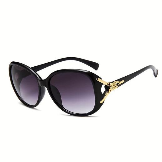 Fashion Women Sunglasses Metal Fox Decor Glasses Casual Outdoor Eyewear - Black