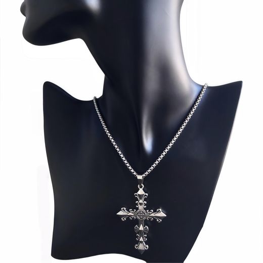 Fashion 2025 New Men's Vintage Pendant Cross Titanium Steel Necklace Free Delivery - image 2