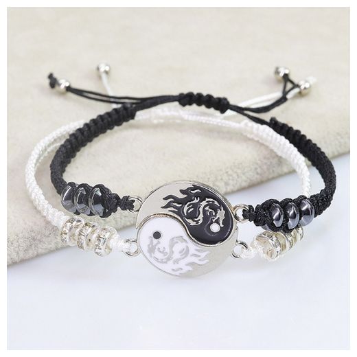 Fashion Black & White Adjustable Cord Bracelets - Set for Lovers & Friends - image 2