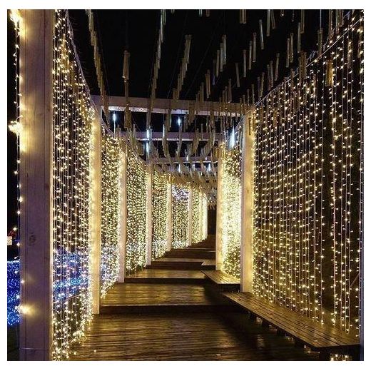 Christmas 300Bulbs LED Curtain Icicle String Lights Warmwhite.