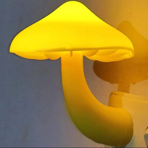 Generic Cute Mushroom LED Plug-in Night Light - Dusk to Dawn Light Sensor Wall Lamp with Soft Warm Yellow Glow for Kids Bedroom, Bathroom, Nursery & Hallway