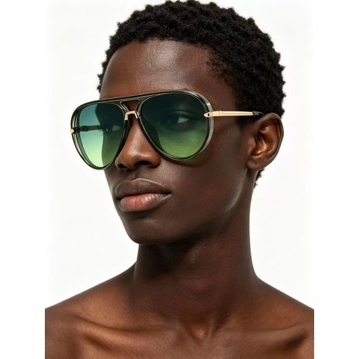 Fashion New cross-border European and American sunglasses Joker tide online celebrity with large frame blue mirror retro fluorescent green sunglasses.