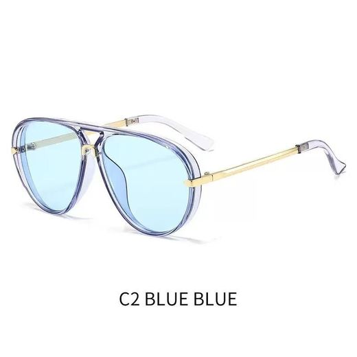 Fashion New cross-border European and American sunglasses Joker tide online celebrity with large frame blue mirror retro fluorescent green sunglasses. - image 2