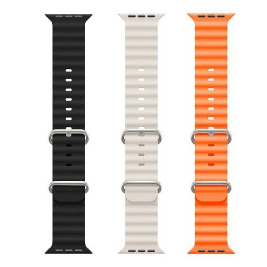 3Pack Ocean Band Compatible With Series 8 Ultra Kd99 X8 S8 S9 Ultra Smartwatch Waterproof Soft Silicone Sport Wristbands Replacement Strap Adjustable Loop 42/44/45/49mm