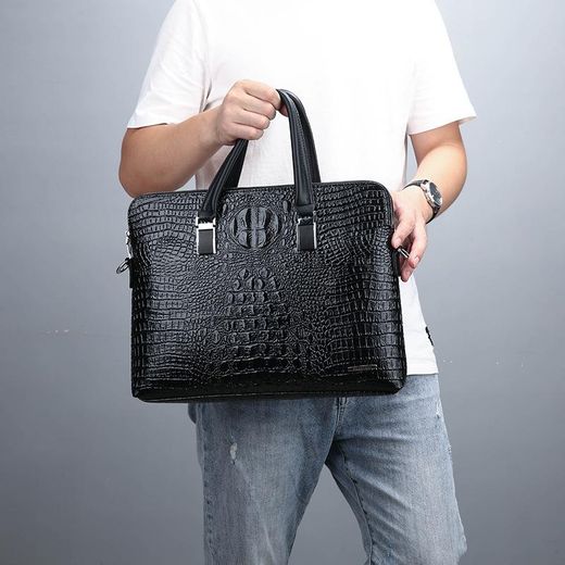 Generic Exquisite Mens Leather Briefcase Handbag With Stylish Croc Skin MacBook Case Laptop Bag Corporate Office Bag Business Bag Souvenir Gift Item - image 3