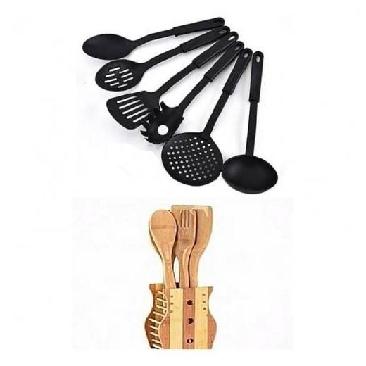 Generic NonStick Cooking Spoon(6 Pcs) + Bamboo Cooking Spoon(4 Pcs)