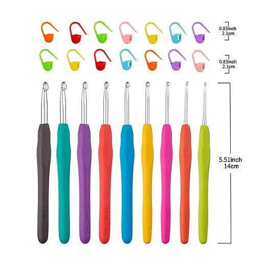 Generic 23-Piece Crochet Hooks, Ergonomic Handle For Arthritic Hands- Vodiye - image 3