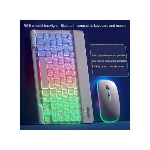 Generic RGB Light Mini Bluetooth Wireless Keyboard And Mouse Combo Rechargeable