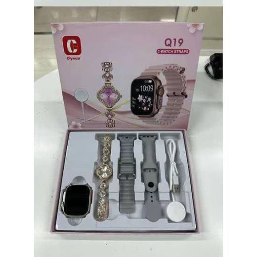  Q19 Smart Wrist Watch With 3 Straps And Health Monitoring Functions For Female