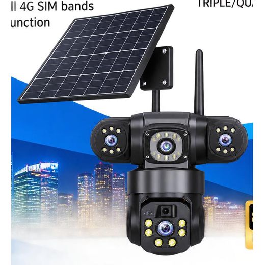 Generic 4G LTE Solar PTZ Security Camera – Triple/Quadruple Lens Ultra HD Outdoor CCTV Camera with Human Tracking, Night Vision & Solar Power