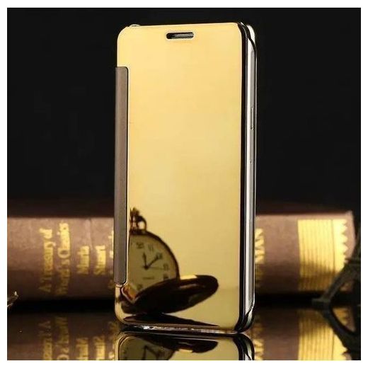Samsung A20S Flip Stand Clear View Case +screen Guard Gold Official
