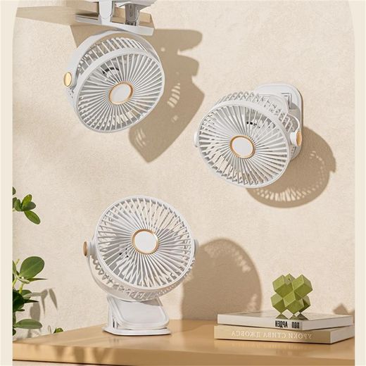 WakeView Rechargeable Clip‑on Fan, Type‑C Charging Mini Desk Fan with Built‑in LED Light, 1200mAh Battery Portable Clip Fan for NEPA Power Outage Home Dorm Baby Stroller Office Use - image 2