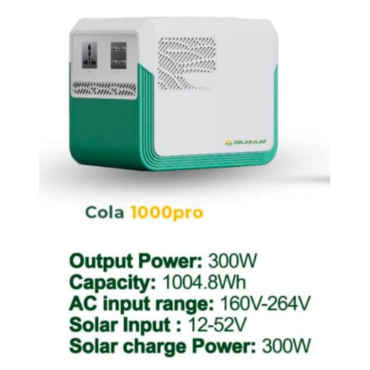 Generic COLA 1000 Pro Solar Generator (1000Wh / 300W Output) – Reliable Power Solution for Every Nigerian Home With free 200w solar panels and solar fan with 5yrs warranty - image 4