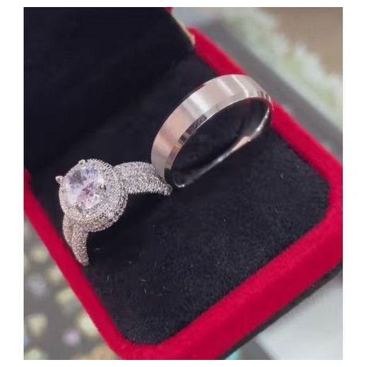 Sterling Silver diamonds stones none Fading Complete Wedding Ring Set For Couples  with a free gift